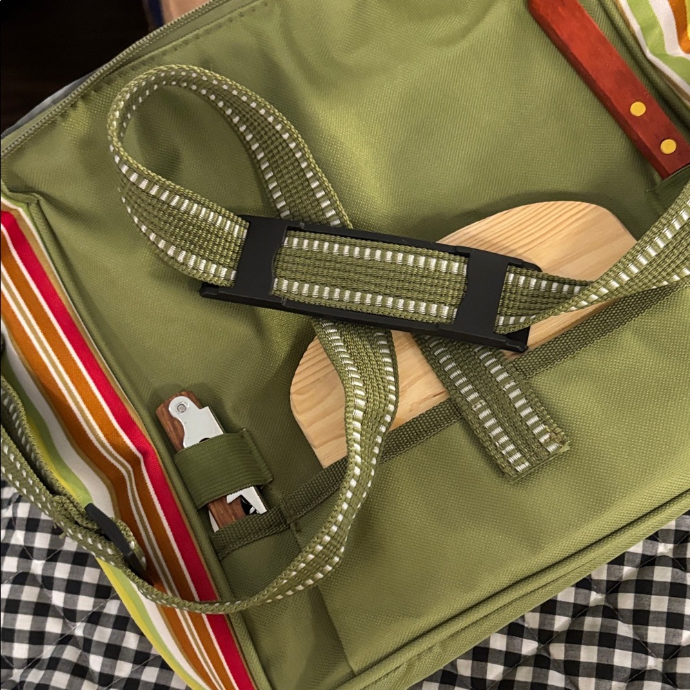 Olive Green Picnic Knife and Cutting Board Organizer Bag